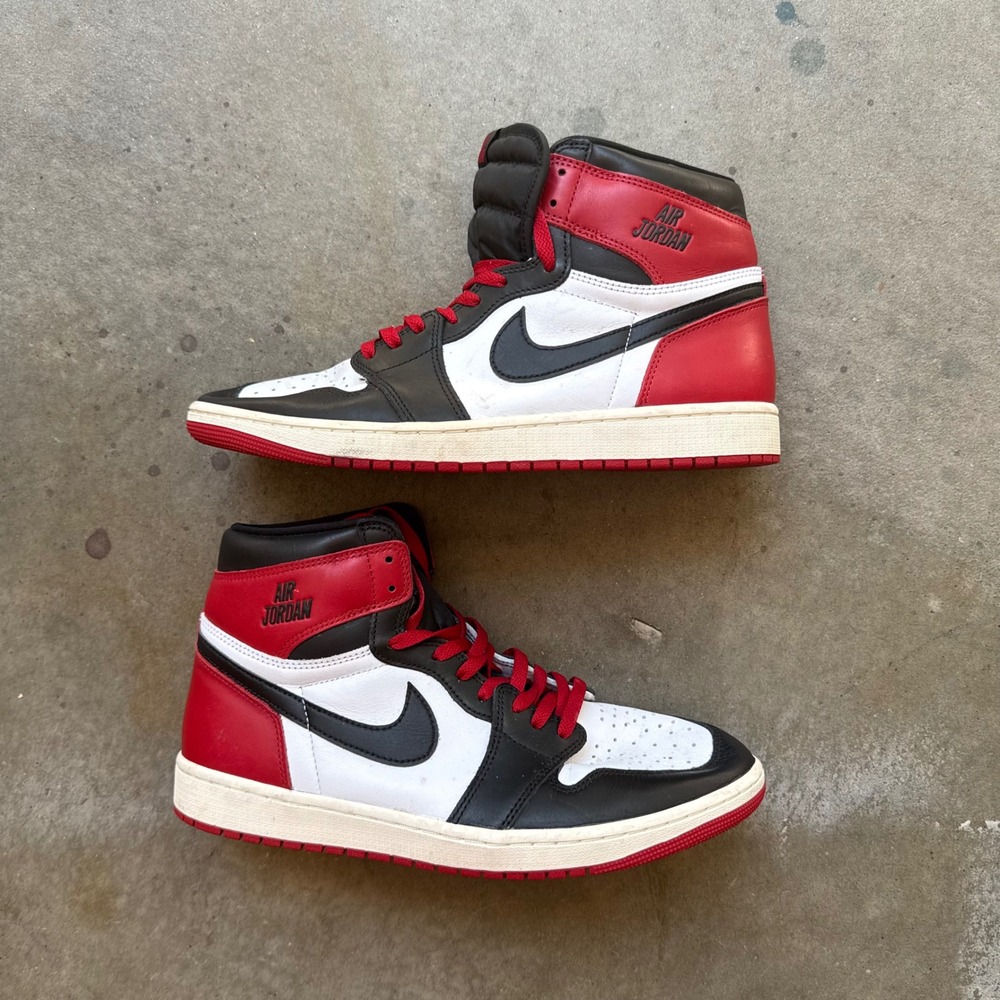 Jordan 1 Retro High OG Black Toe Reimagined White Black Red Mens 12